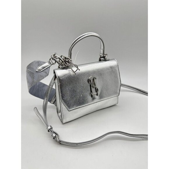 STEVE MADDEN Blattuca logo metallic top handle crossbody bag -Silver (Used) - Picture 4 of 14